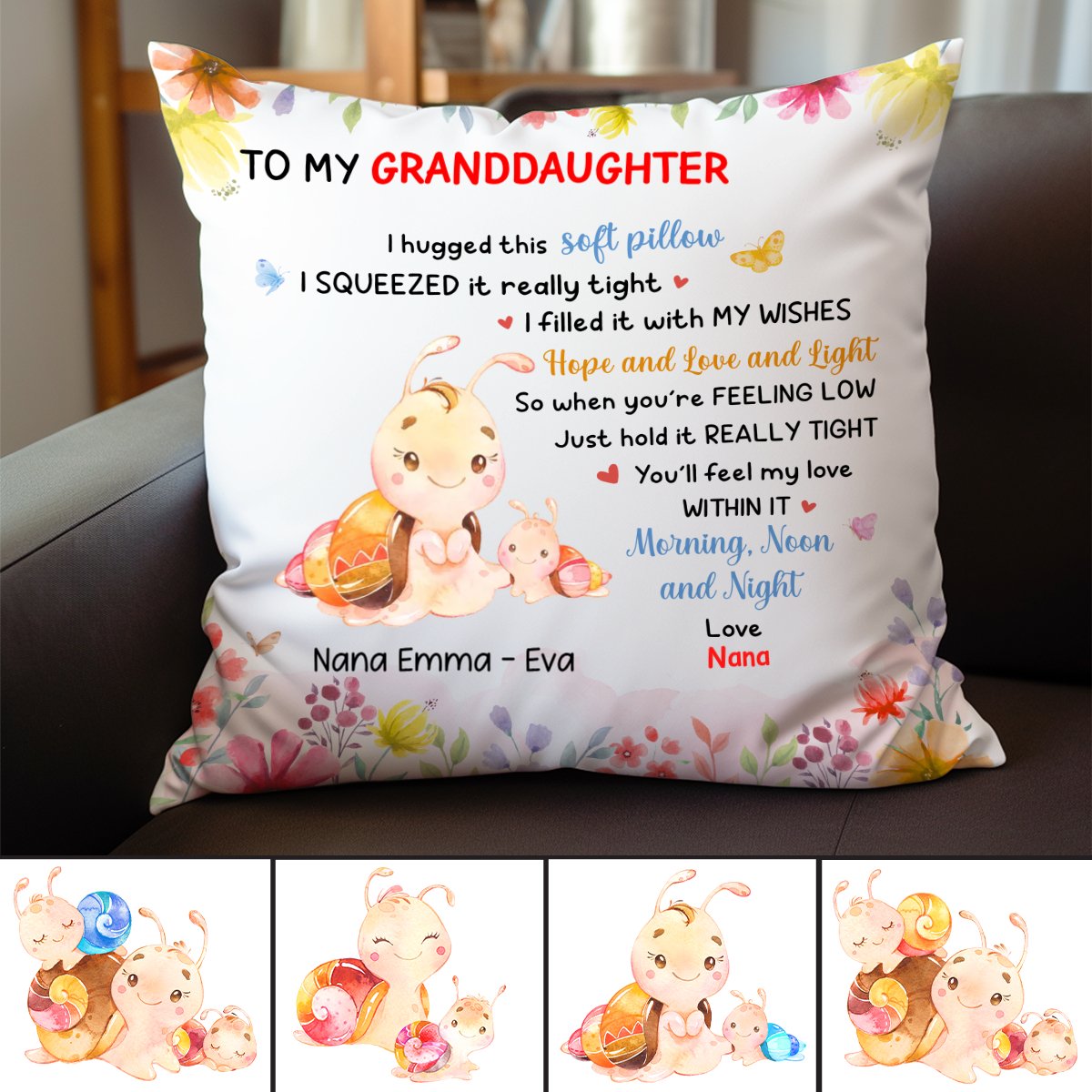 Gift For Daughter Granddaughter Watercolor Ladysnail Pillow - Personalized Pillow