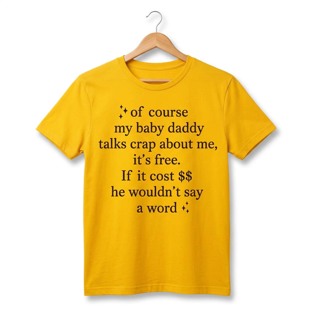 T-shirt « Of Course My Baby Daddy Talks Crap About Me » — Haut humoristique et sarcastique pour femme