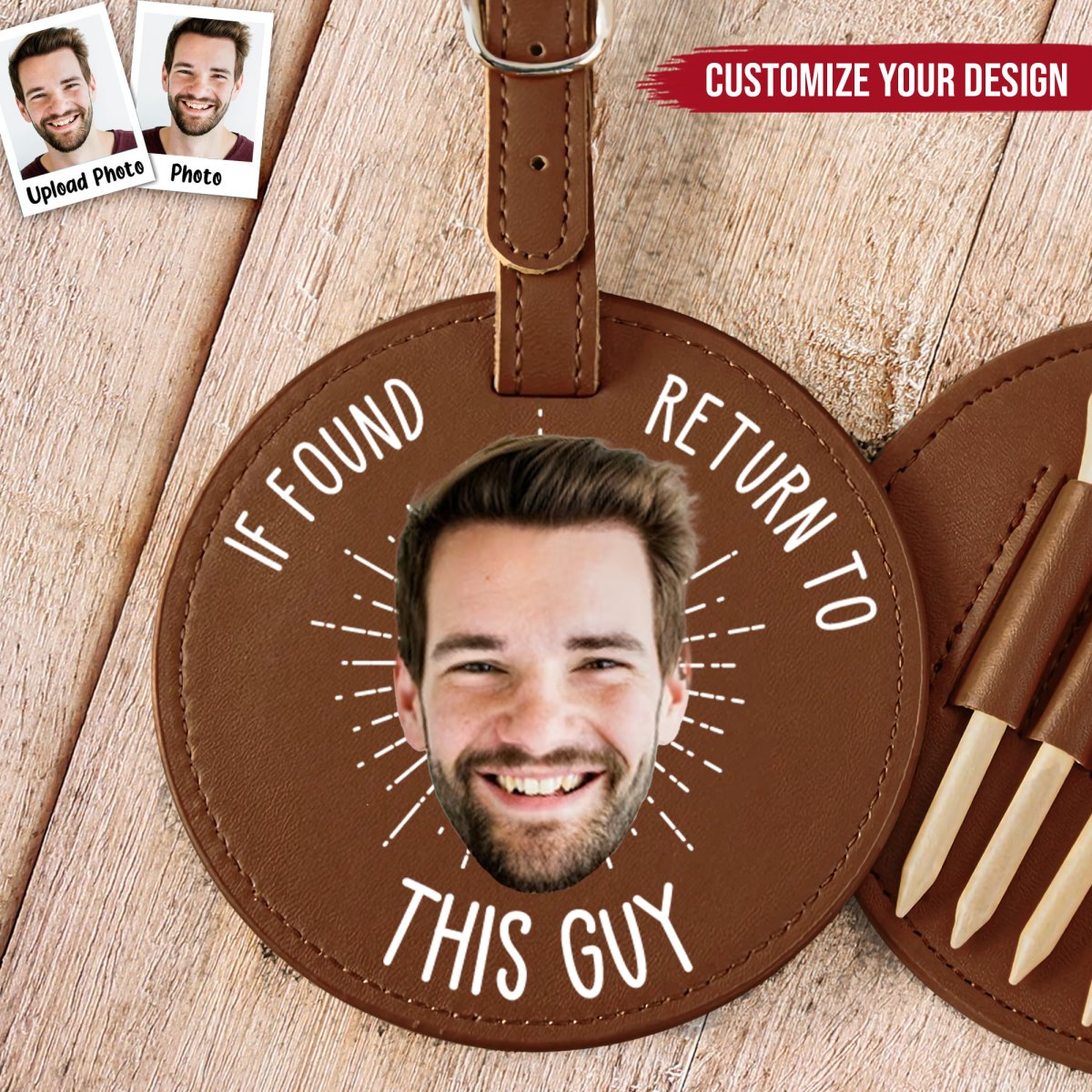 Golf Lovers -  If Found Return To This Guy - Personalized Leather Golf Bag Tag