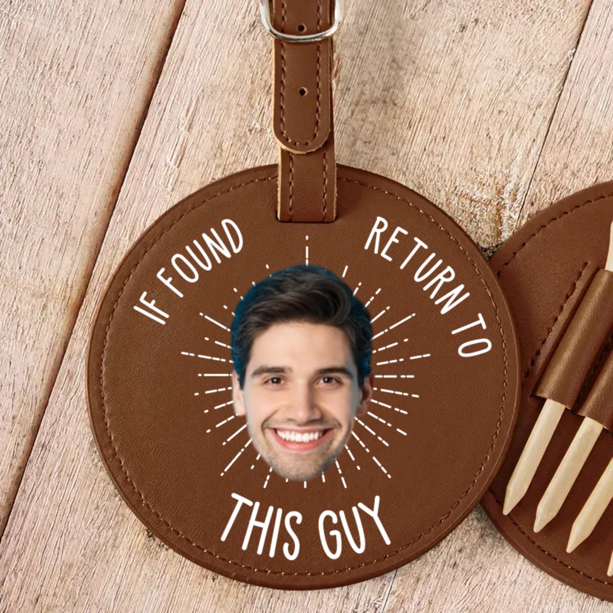 Golf Lovers -  If Found Return To This Guy - Personalized Leather Golf Bag Tag