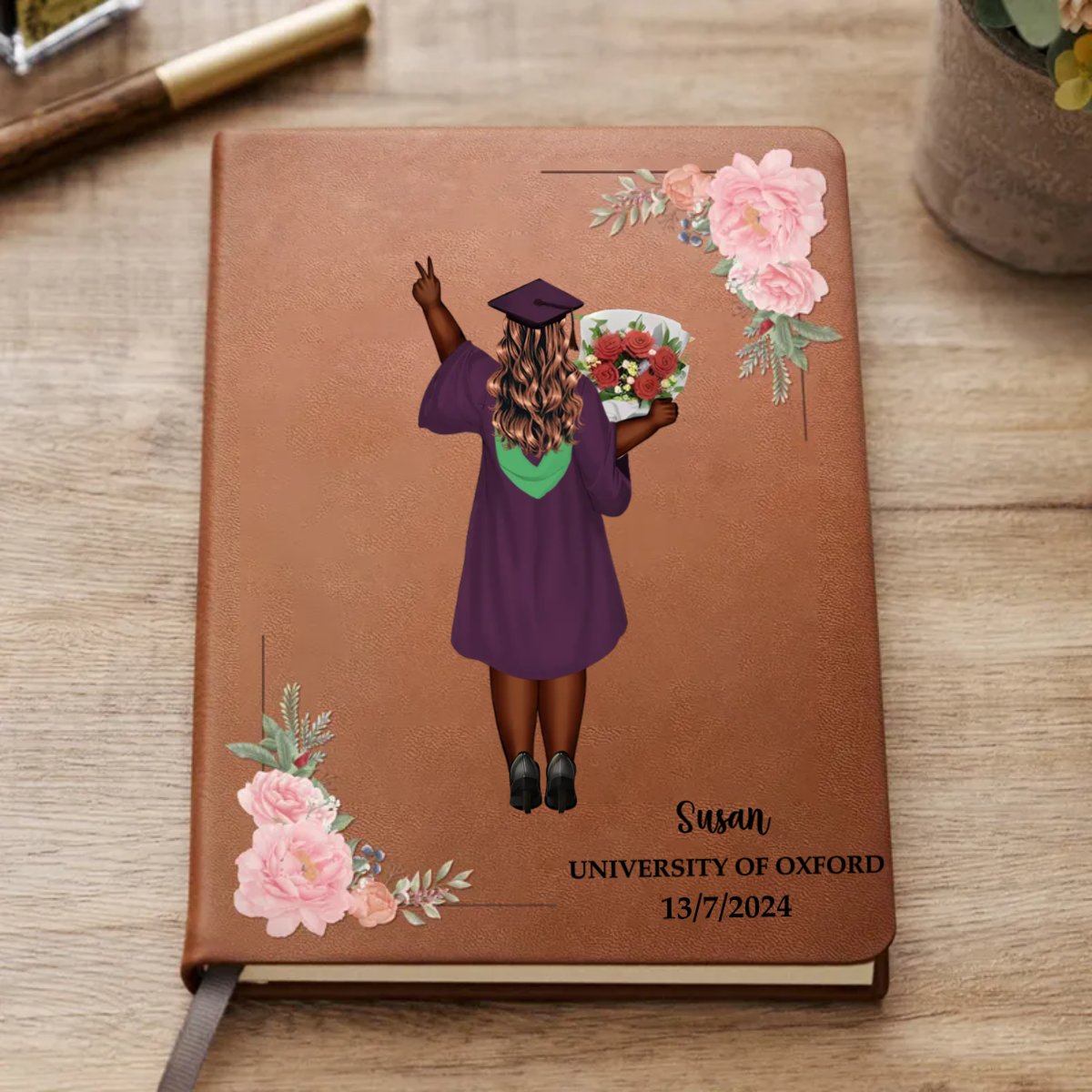 Graduation - A Sweet Ending To A New Beginning - Personalized Leather Journal