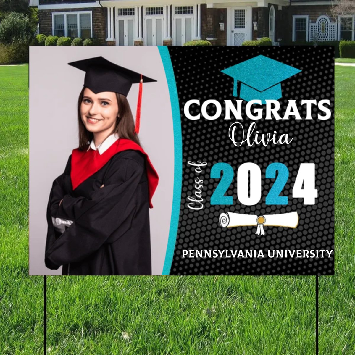 Graduation - Congrats Class of 2024 Custom Image -  Personalized Yard Sign