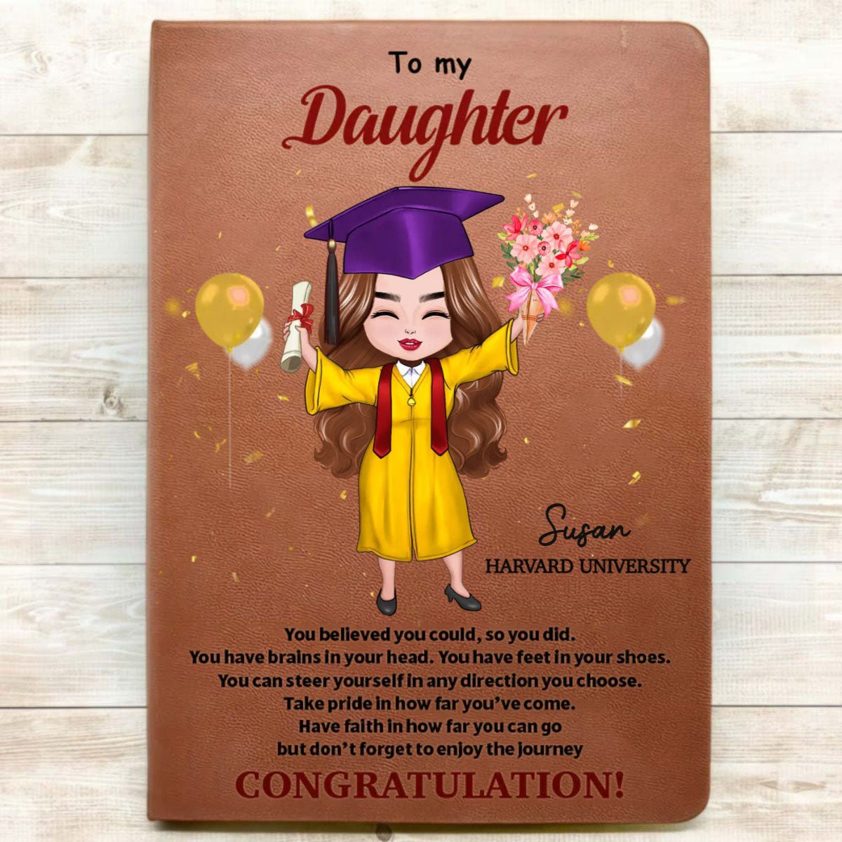 Graduation - Gift For Daughter Graduation - Personalized Leather Journal