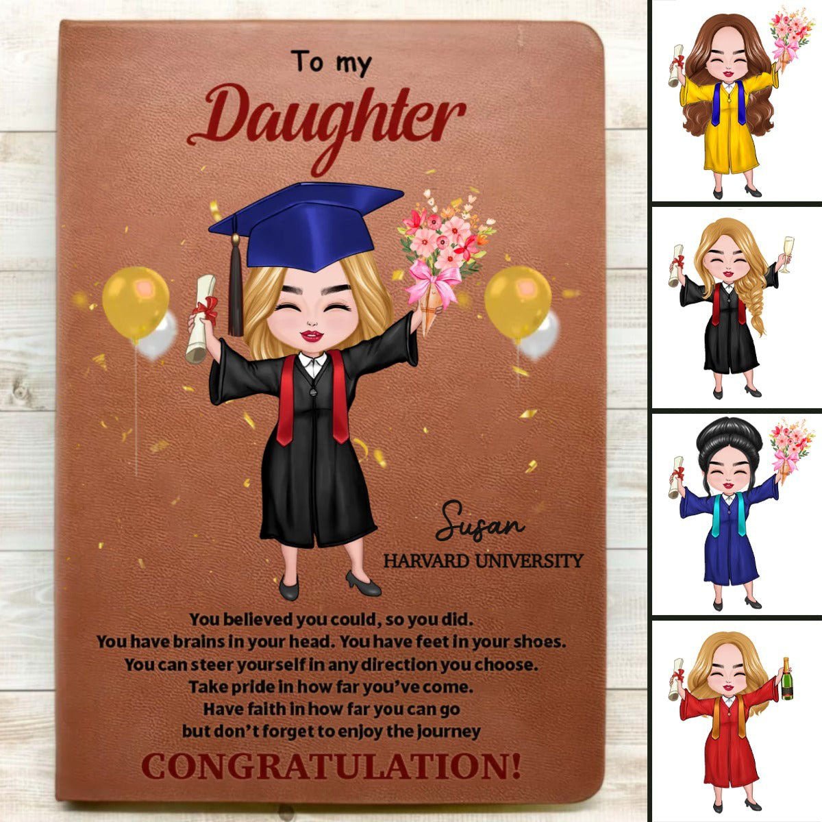 Graduation - Gift For Daughter Graduation - Personalized Leather Journal