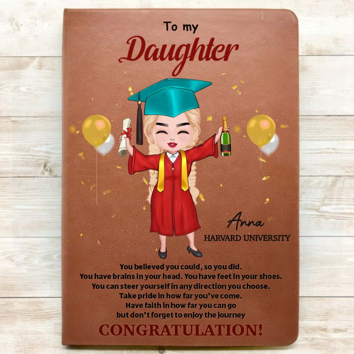 Graduation - Gift For Daughter Graduation - Personalized Leather Journal