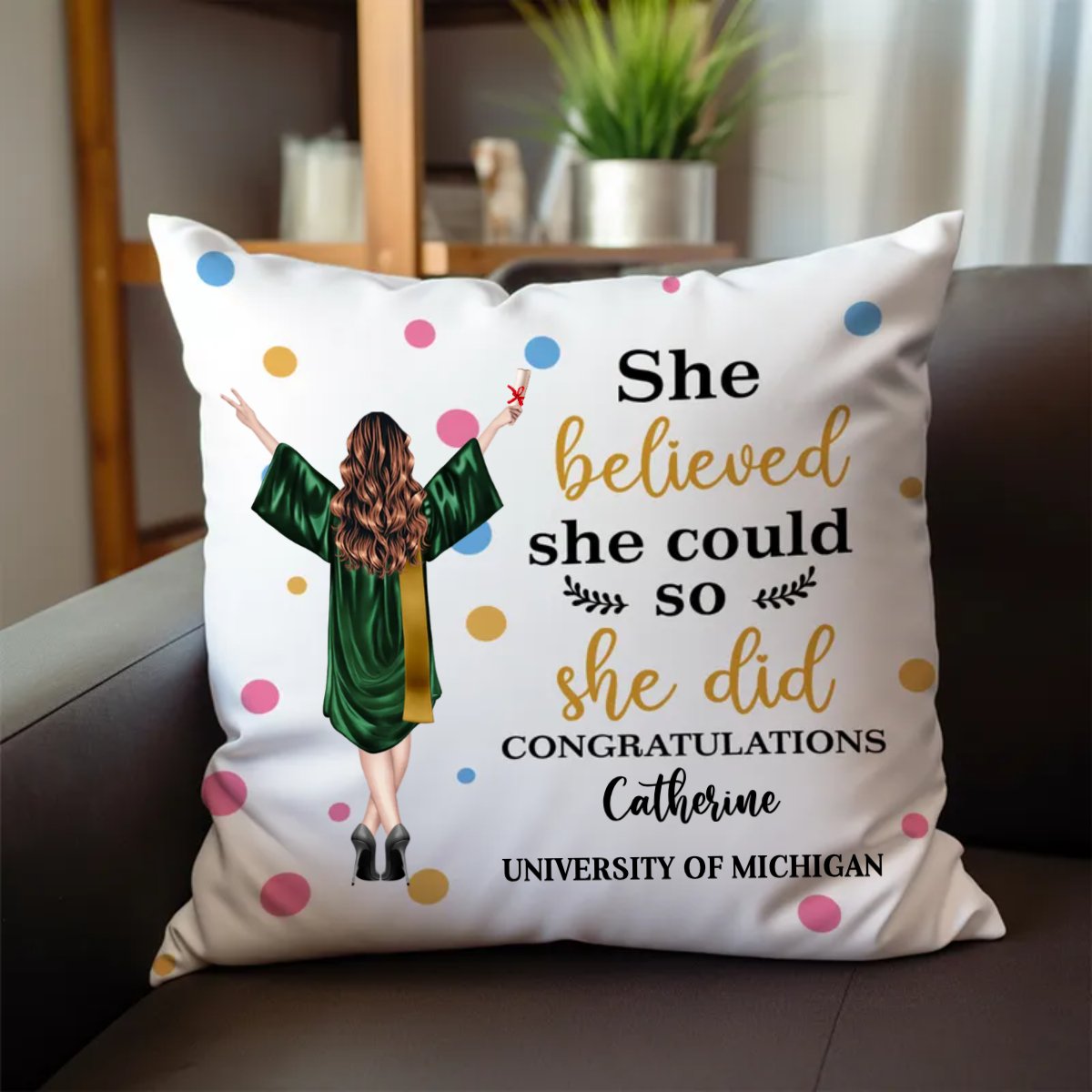 Graduation - She Believed She Could So She Did Congratulations - Personalized Pillow