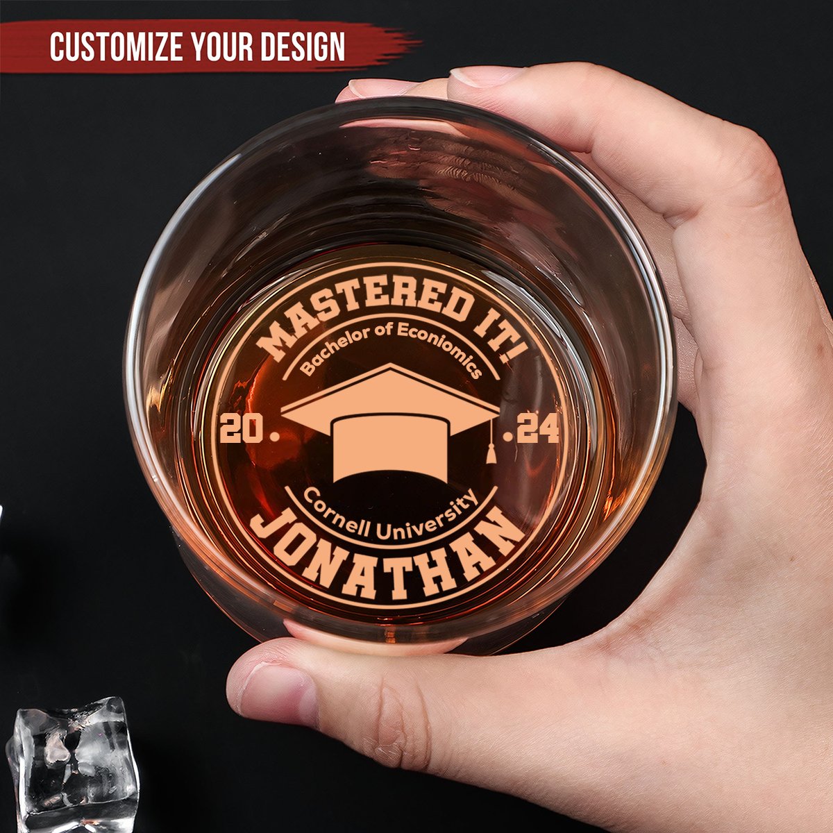 Graduation - Skip to product information Graduation Gift Mastered It - Personalized Engraved Whiskey Glass