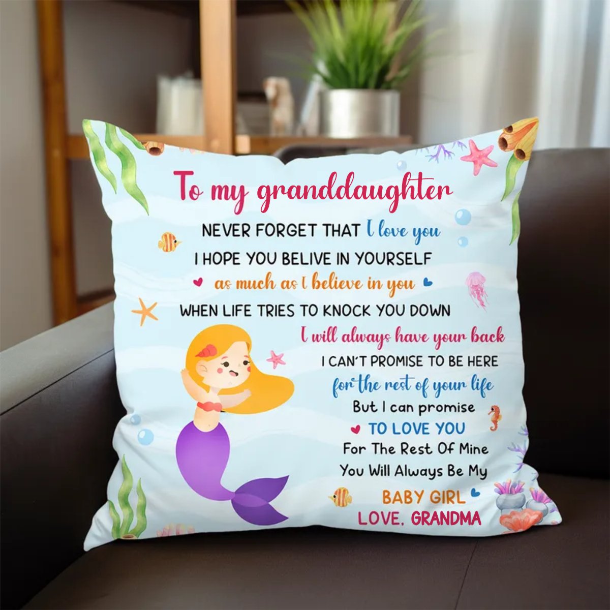 Granddaughter Little Mermaid - Personalized Pillow