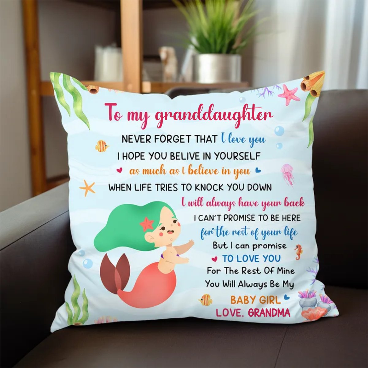 Granddaughter Little Mermaid - Personalized Pillow