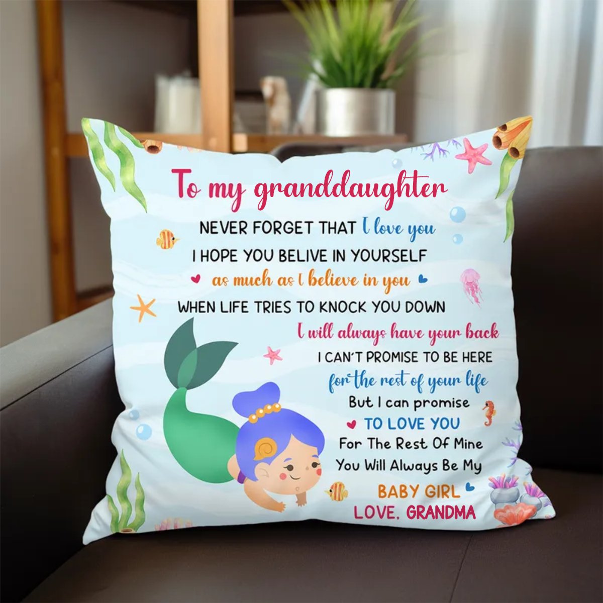Granddaughter Little Mermaid - Personalized Pillow