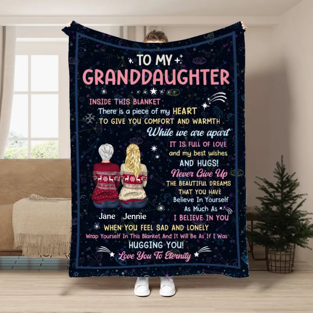 Granddaughter - To Granddaughter Inside This Blanket Is A Piece Of My Heart - Personalized Blanket (VT)