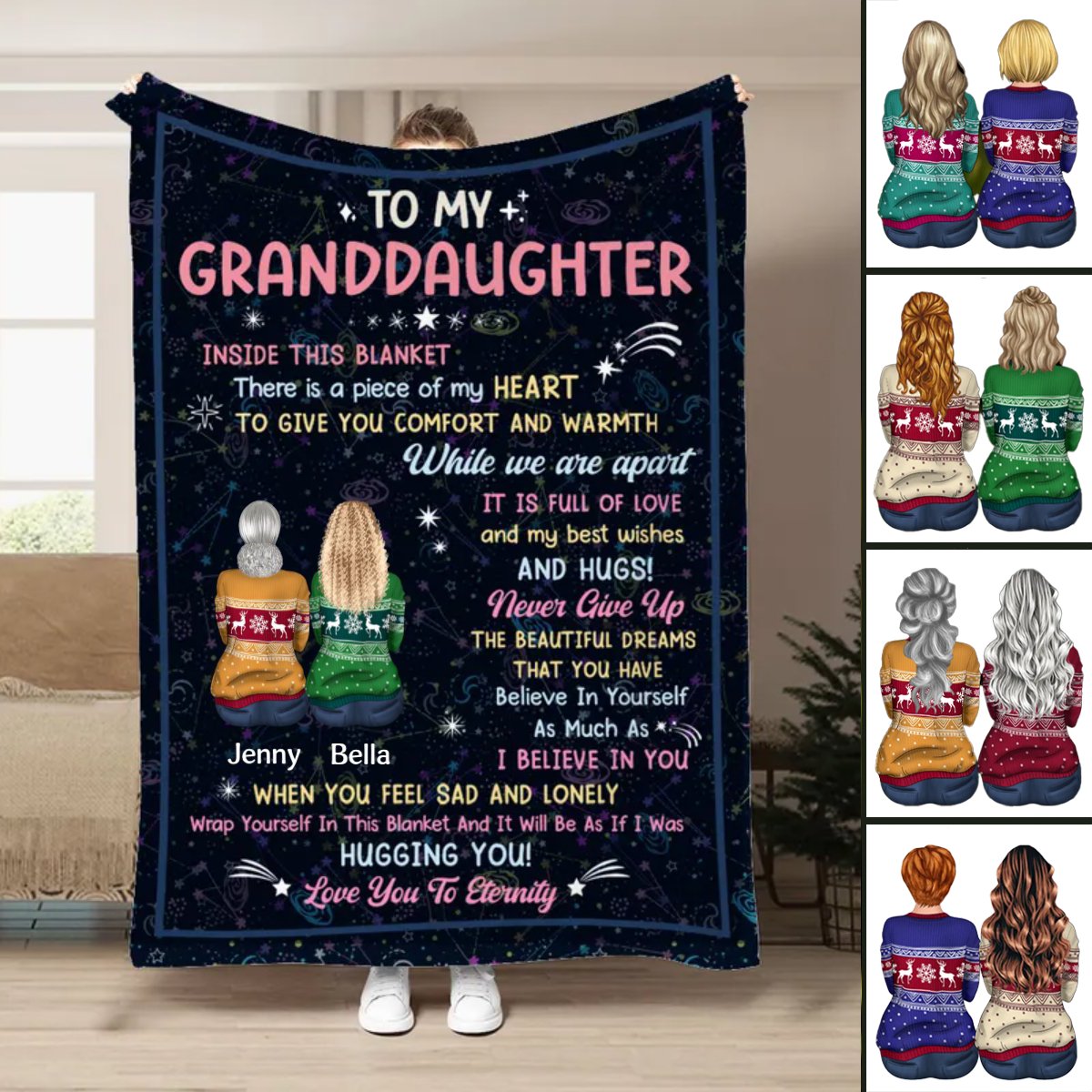 Granddaughter - To Granddaughter Inside This Blanket Is A Piece Of My Heart - Personalized Blanket (VT)