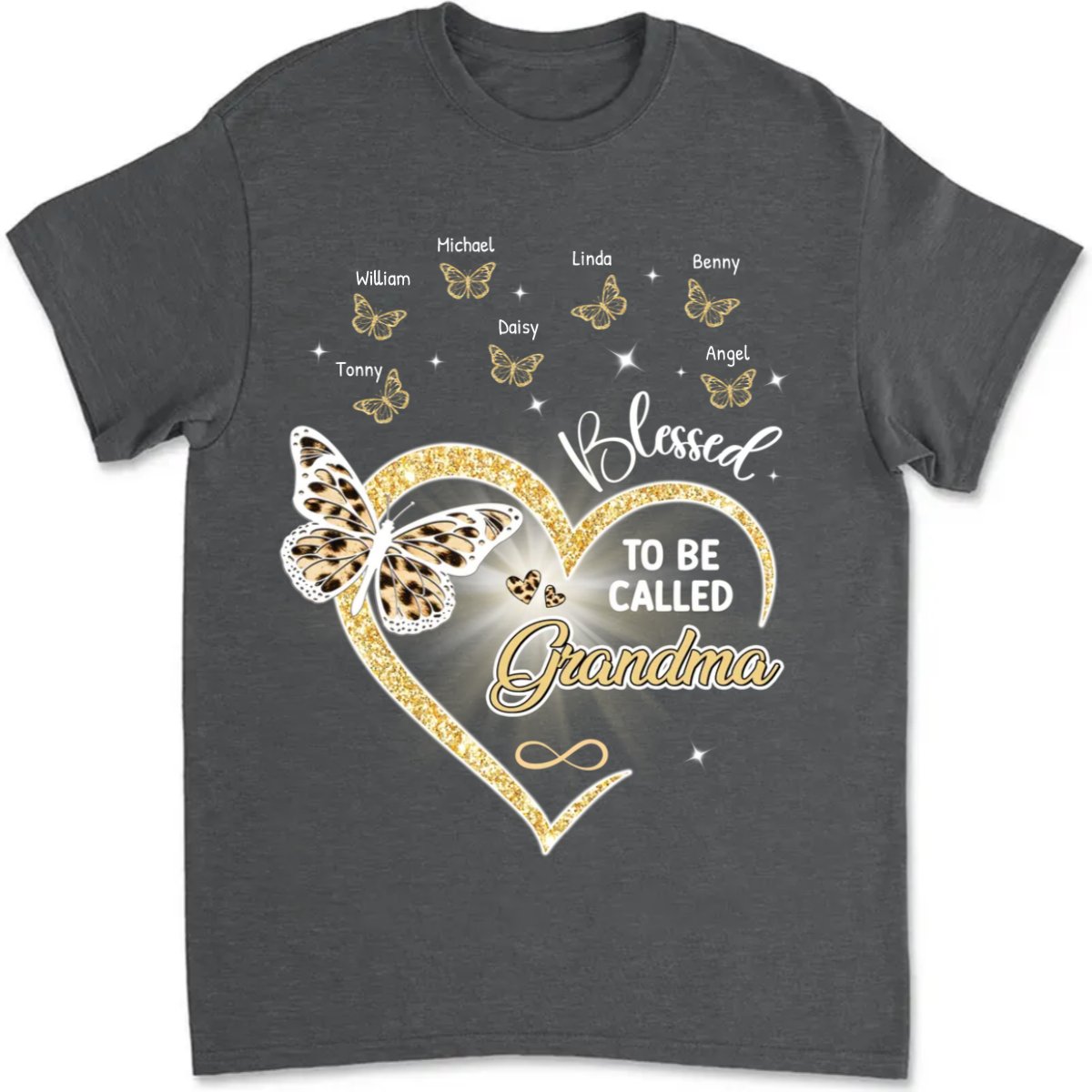 Grandma - Blessed To Be Called Grandma, Heart Butterflies Grandma - Personalized Unisex T-shirt