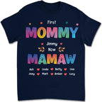 Oma – Farbe der Liebe, erst Mama, jetzt Oma – Personalisiertes Unisex-T-Shirt