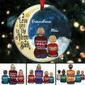 Oma Enkelkinder – Ich liebe euch bis zum Mond und zurück – Personalisiertes kreisförmiges Ornament