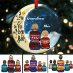 Oma Enkelkinder – Ich liebe euch bis zum Mond und zurück – Personalisiertes kreisförmiges Ornament