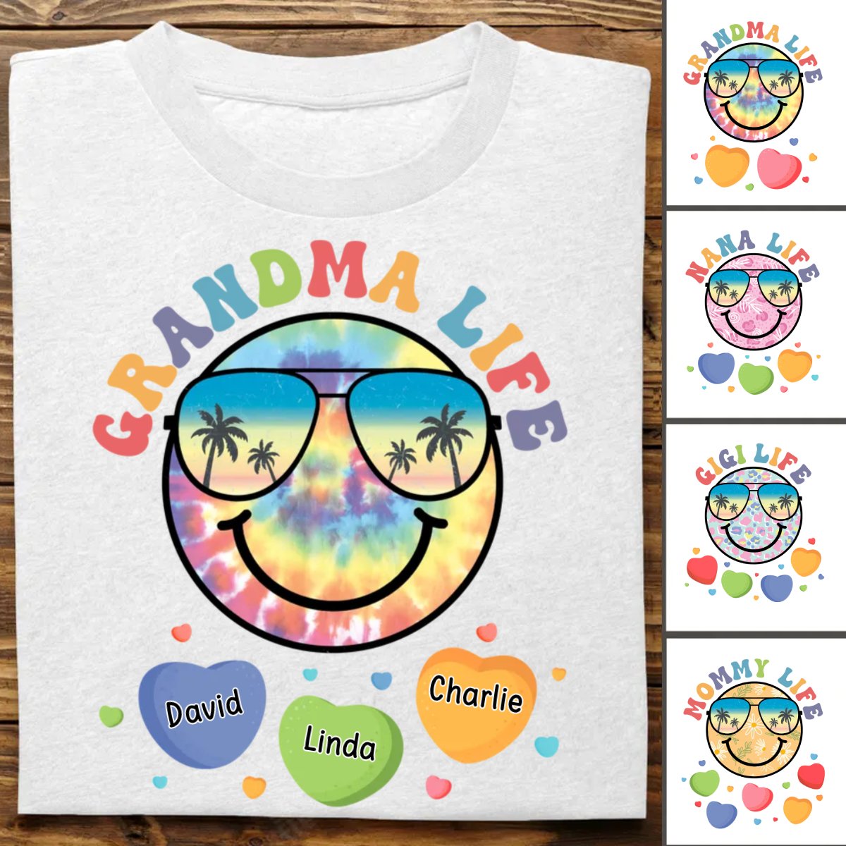 Grandma - Grandma Life Smiley Face - Personalized Unisex T-shirt