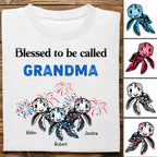 Grandma - Grandma Mom Turtle Custom Names - Personalized Unisex T-Shirt
