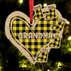 Grandma - Heart Christmas Socks - Personalized Acrylic Ornament