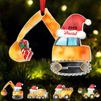Grandson- Truck Excavator Christmas - Personalized  Ornament