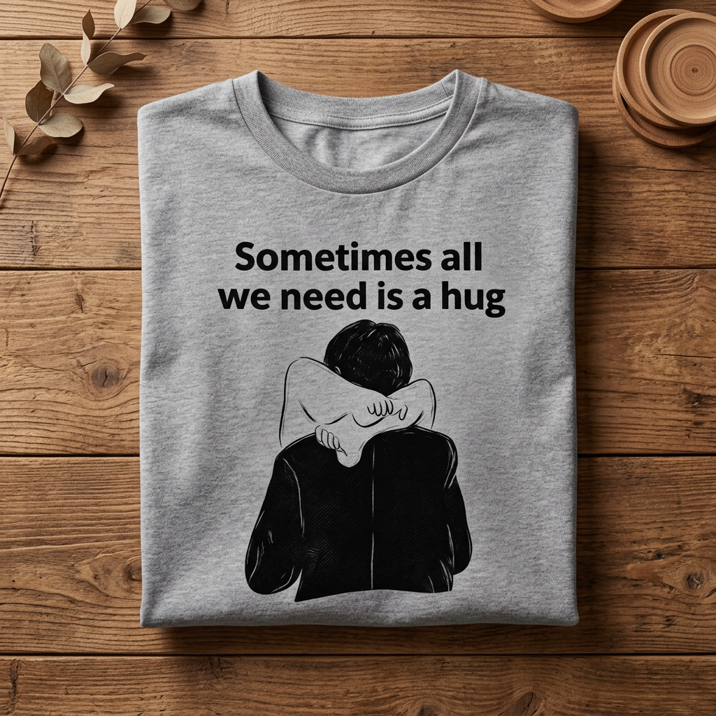 Gray Sometimes All We Need Is a Hug graphic T-shirt