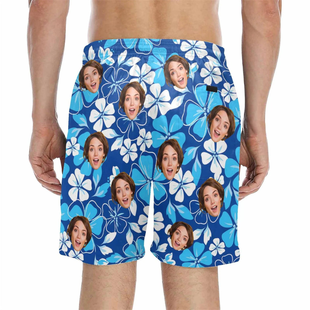 Hawaï - Short de bain personnalisé pour fête et vacances avec visage
