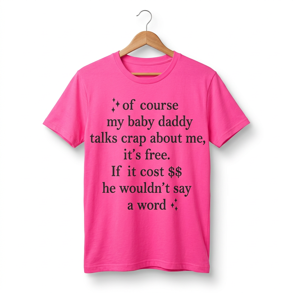T-shirt « Of Course My Baby Daddy Talks Crap About Me » — Haut humoristique et sarcastique pour femme
