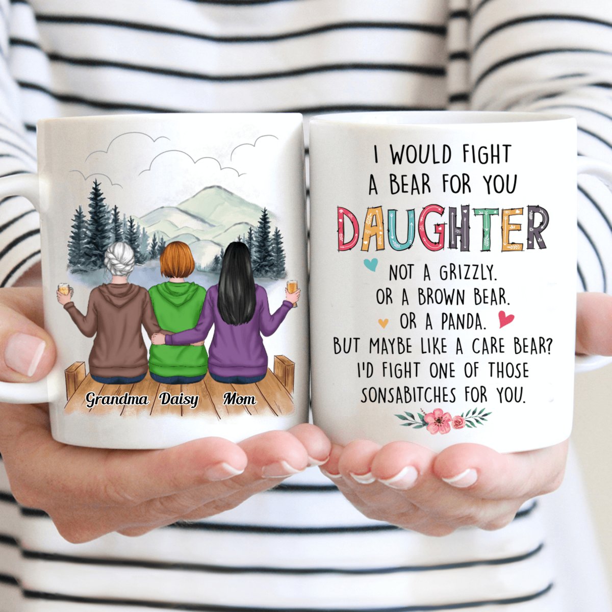 I Would Fight A Bear For You Daughter - Personalized Mug
