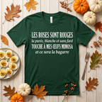 T-shirt vert forêt humoristique Touche à mes œufs mimosa