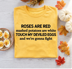Deviled eggs typography design reference with four-line slogan