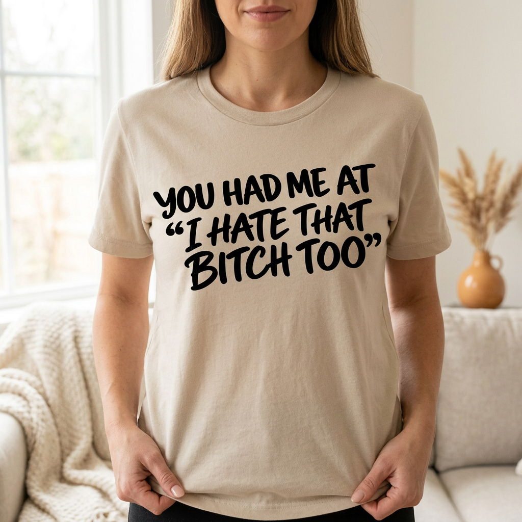 Sand beige You Had Me At quote T-shirt mockup