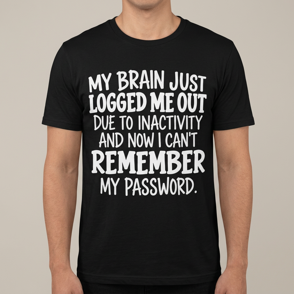 Black My Brain Just Logged Me Out T-shirt on a model