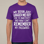 Purple My Brain Just Logged Me Out T-shirt on a model