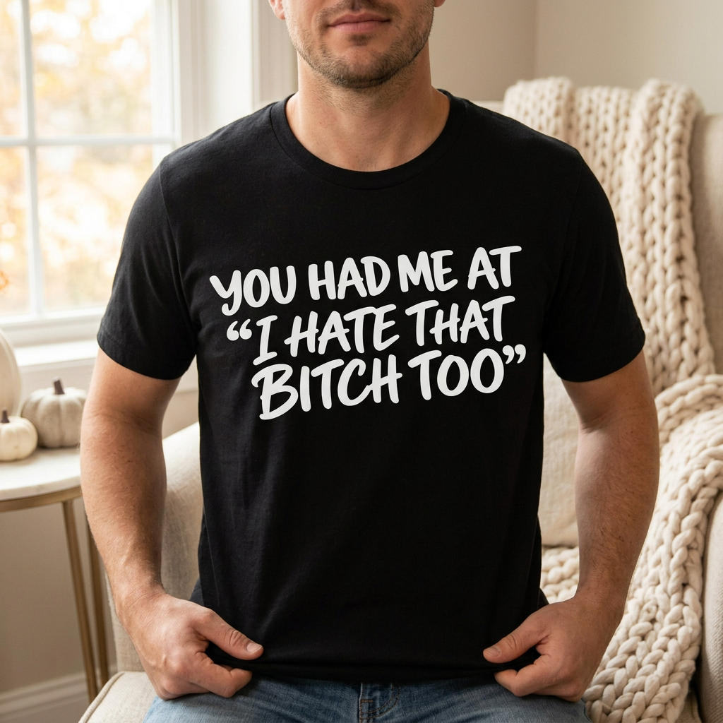 Black quote T-shirt on male model