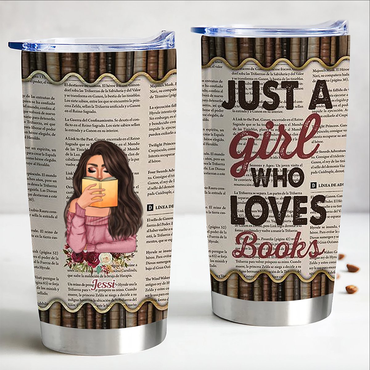 Just A Girl Who Loves Books - Personalized Tumbler - Birthday Gift For Book Lovers - Book Girl