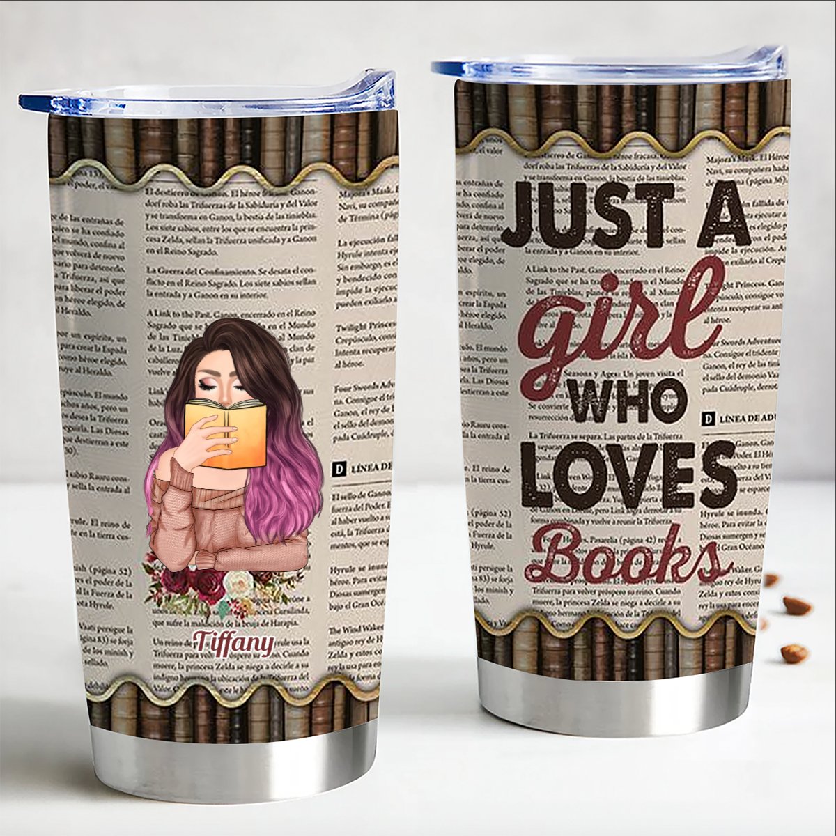 Just A Girl Who Loves Books - Personalized Tumbler - Birthday Gift For Book Lovers - Book Girl