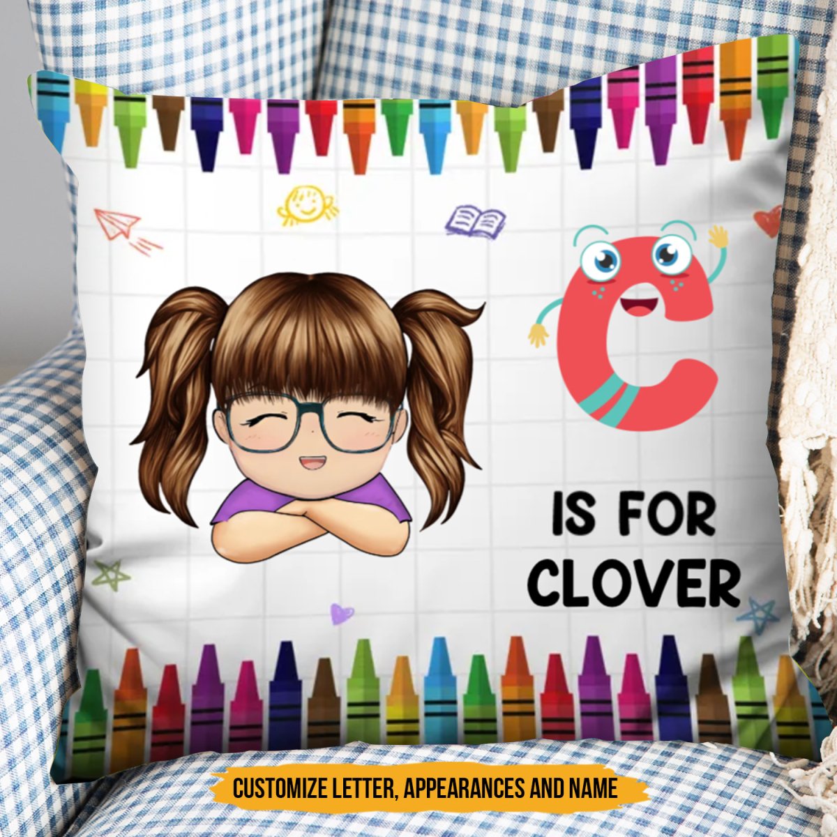 Kid - Alphabet Kid's Name - Personalized Pillow