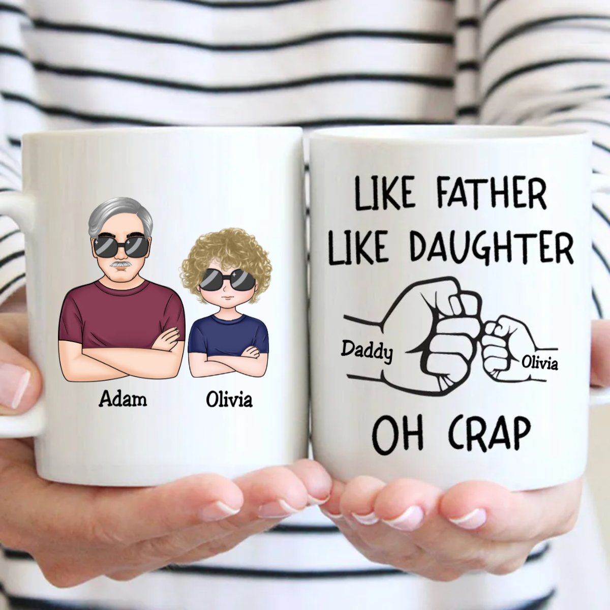 Like Father Like Daughter Fist Bump Handshake - Personalized Mug