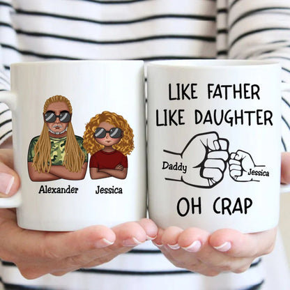 Like Father Like Daughter Fist Bump Handshake - Personalized Mug