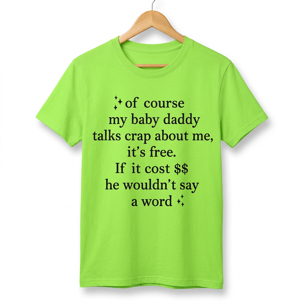 T-shirt « Of Course My Baby Daddy Talks Crap About Me » — Haut humoristique et sarcastique pour femme