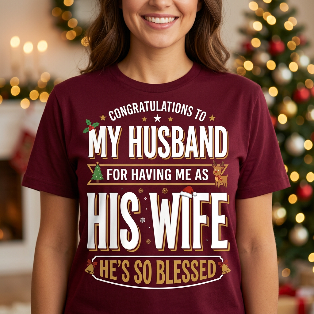 Funny Wife Christmas Shirt – Congratulations to My Husband