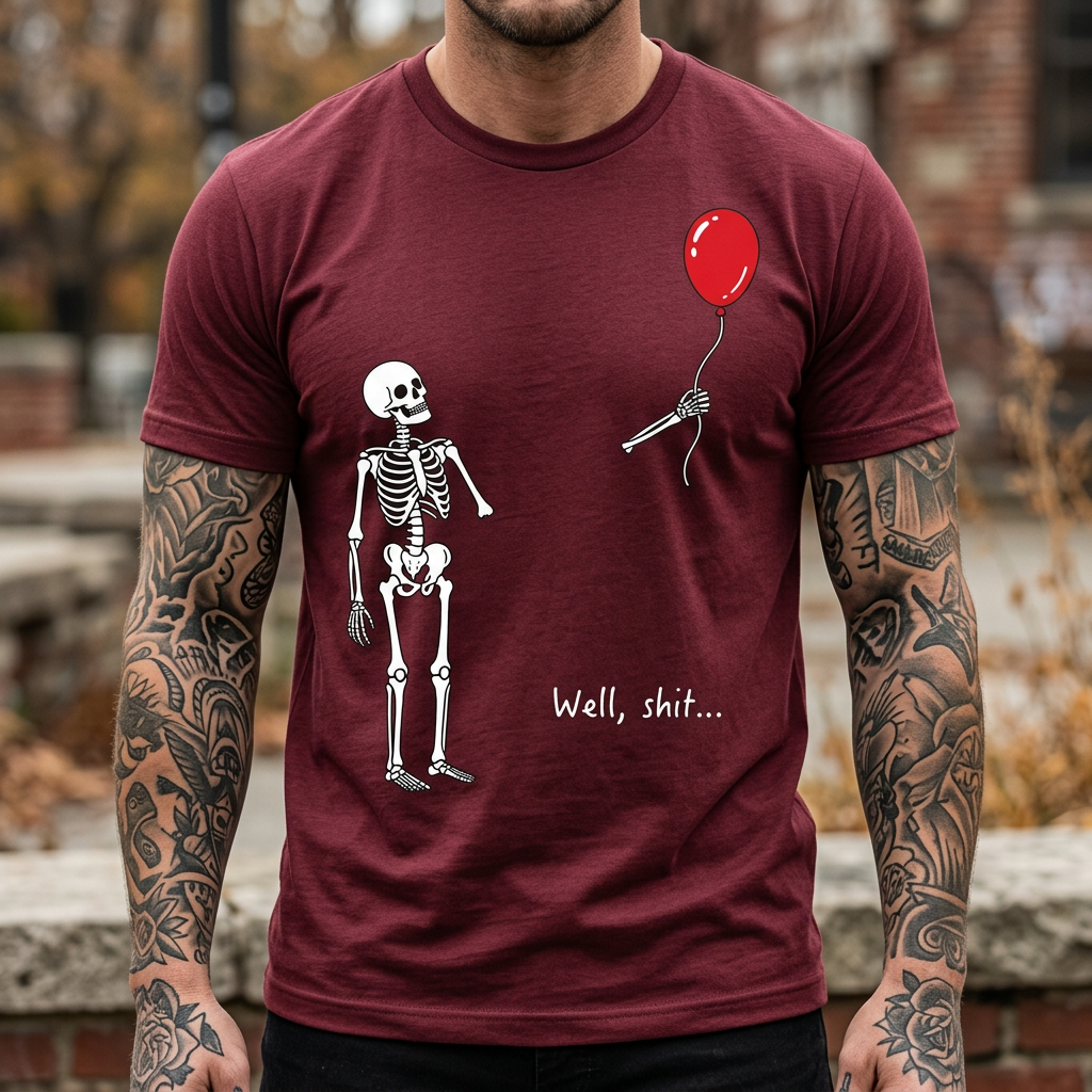 Well, Shit... | Funny Skeleton Halloween T-Shirt