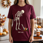 Funny Halloween Skeleton T-Shirt – "Well, Shit..." Pumpkin Spice Latte Tee