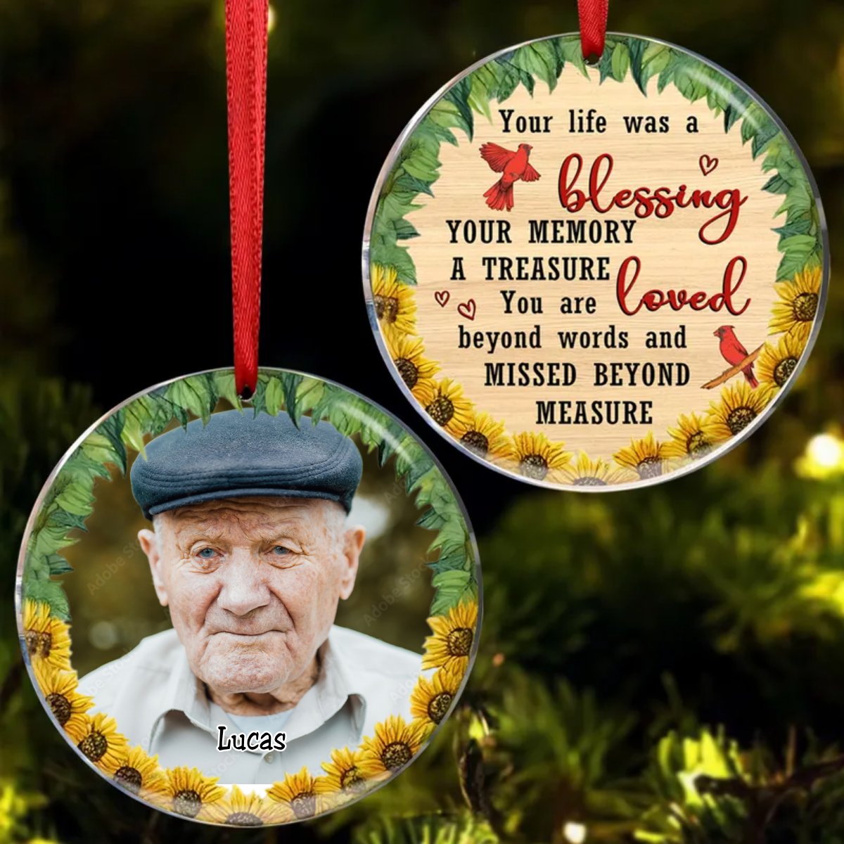 Memorial Gift  - A Treasure Memory - Personalized Ceramic Circle Ornament