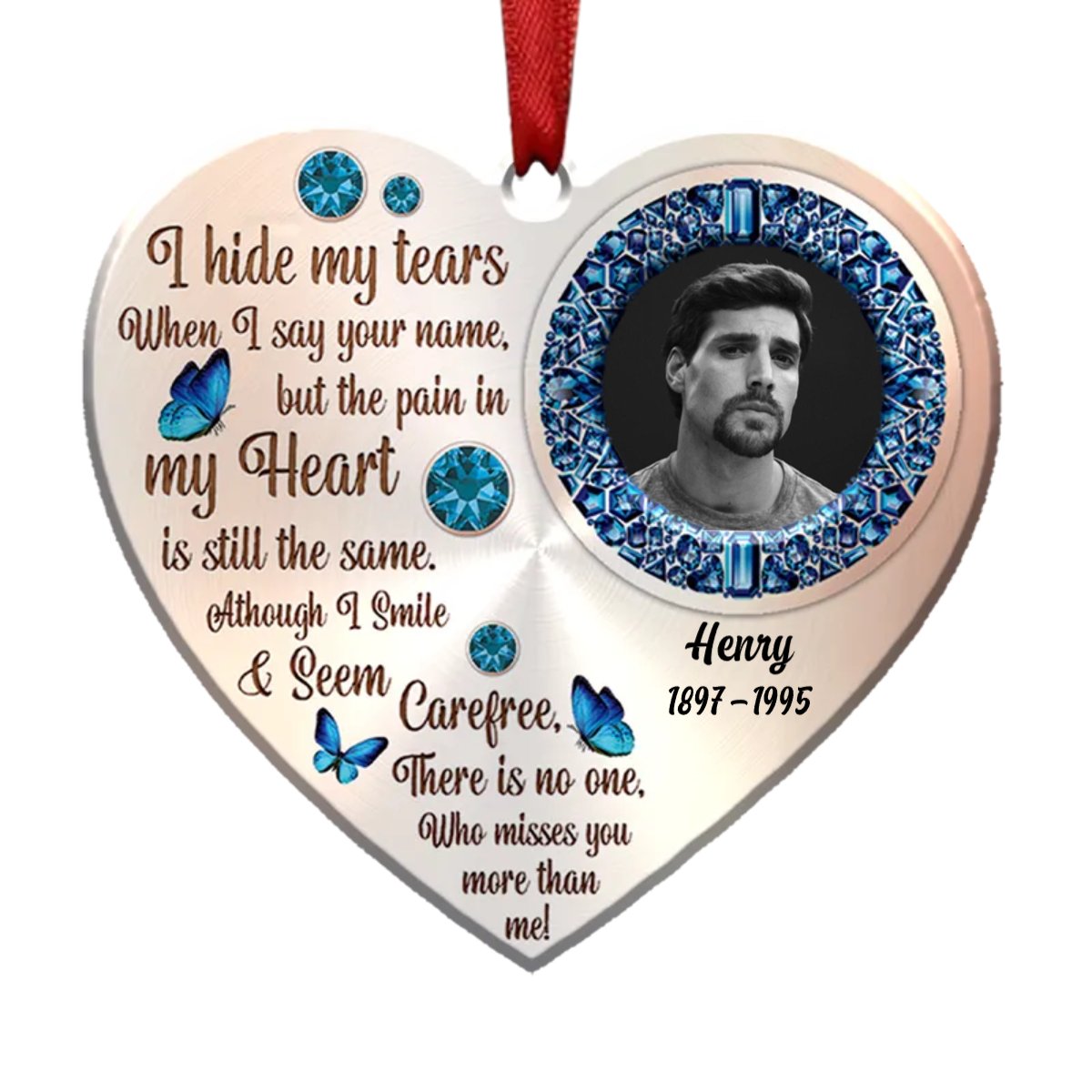 Memorial Gift - I Hide My Tears - Personalized Ornament