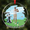 Ornement en acrylique personnalisé en forme de golfeur amusant avec photo personnalisée