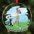 Ornement en acrylique personnalisé en forme de golfeur amusant avec photo personnalisée