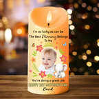Custom Photo I'm As Lucky As Can Be The Best Mommy Belongs To Me - Personalized Flameless LED Candle
