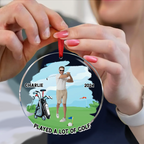 Ornement en acrylique personnalisé en forme de golfeur amusant avec photo personnalisée