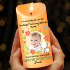 Custom Photo I'm As Lucky As Can Be The Best Mommy Belongs To Me - Personalized Flameless LED Candle